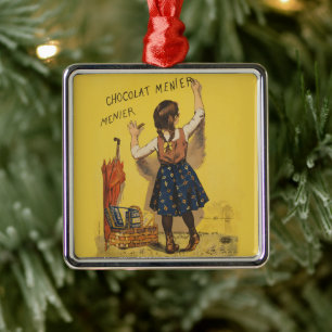 Chocolat Menier Little Girl Wall Ornament Aus Metall