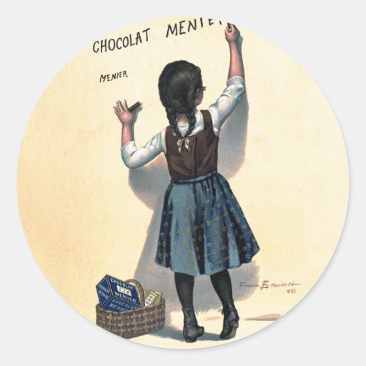 Chocolat Menier Little Girl Wall Runder Aufkleber (Vorderseite)