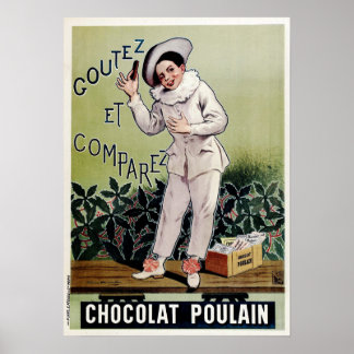 CHOCOLAT POULAIN Milchschokolade Bar Altes Französ Poster