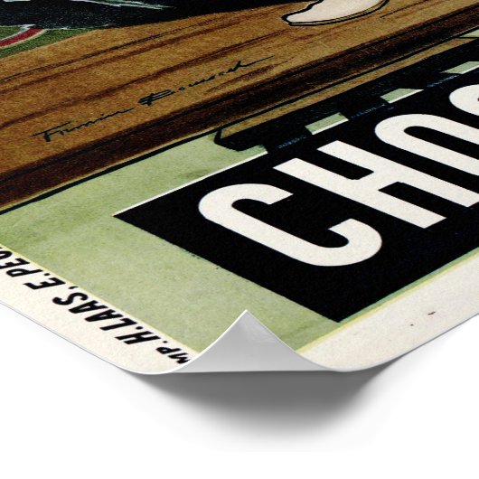 CHOCOLAT POULAIN Milchschokolade Bar Altes Französ Poster (Ecke)