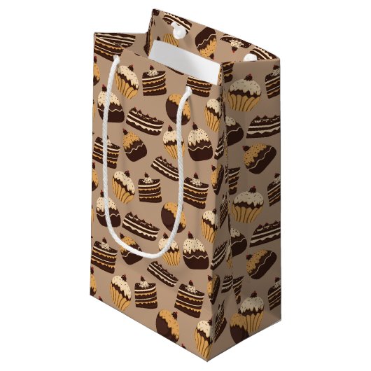 Chocolate and Pastries Pattern 3 Kleine Geschenktüte (Vorderseite Schrägansicht)