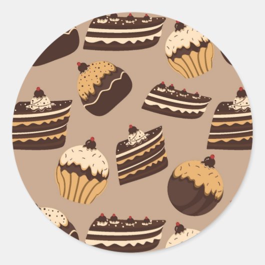 Chocolate and Pastries Pattern 3 Runder Aufkleber (Vorderseite)