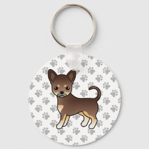 Chocolate And Tan Smooth Coat Chihuahua Dog & Paws Schlüsselanhänger