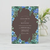 Chocolate Azure-Farn-Hochzeit Einladung (Stehend Vorderseite)