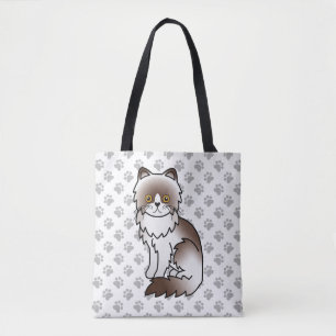 Chocolate-Bicolor-Perser-Cartoon-Katze & Pfoten Tasche