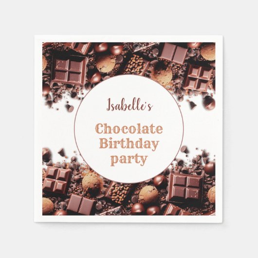 Chocolate Birthday Party Paper Napkins Serviette (Vorderseite)
