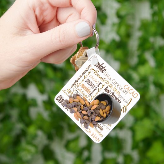 Chocolate Bits Nuts Typografie Word Cloud Schlüsselanhänger (Hand)