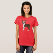 Chocolate Boston Terrier Cartoon Dog Illustration T-Shirt (Vorne ganz)
