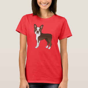 Chocolate-Boston-Terrier-Cartoon-Hunde-Illustratio T-Shirt