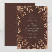 Chocolate-Bronze-Blatt-Hochzeit Einladung (Vorne/Hinten)