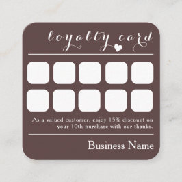 CHOCOLATE BROWN 10 PUNCH BUSINESS LOYALTY CARD QUADRATISCHE VISITENKARTE