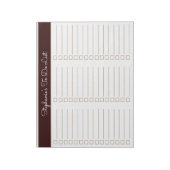 Chocolate Brown 8.5x11 Three Column Checklist Notizblock (Rotiert)
