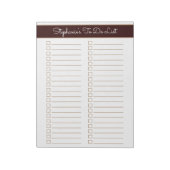 Chocolate Brown 8.5x11 Two Column Checklist Notizblock (Rotiert)
