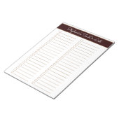 Chocolate Brown 8.5x11 Two Column Checklist Notizblock (angewinkelt)