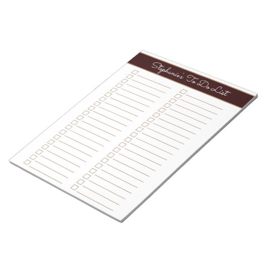 Chocolate Brown 8.5x11 Two Column Checklist Notizblock (angewinkelt)
