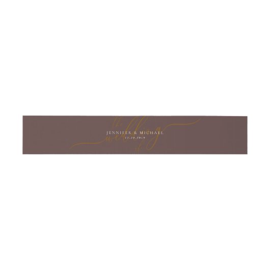 Chocolate Brown Basic Suite Wedding Einladungsbanderole (Flach)