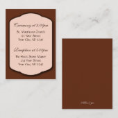 Chocolate Brown & Beige Guest Reference Cards Begleitkarte (Vorne/Hinten)
