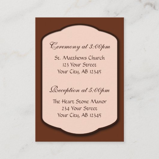 Chocolate Brown & Beige Guest Reference Cards Begleitkarte (Vorderseite)