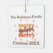 Chocolate Brown Boho Merry & Bright Christmas Keramikornament (Links)