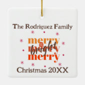 Chocolate Brown Boho Merry & Bright Christmas Keramikornament (Rückseite)