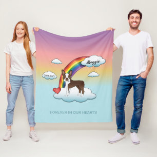 Chocolate Brown Boston Terrier Rainbow Memorial Fleecedecke