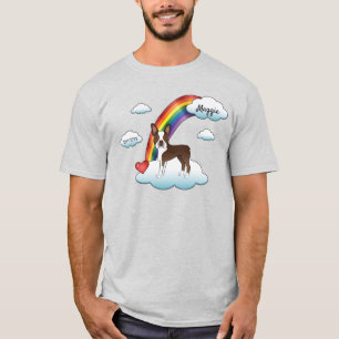 Chocolate Brown Boston Terrier Rainbow Memorial T-Shirt