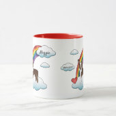 Chocolate Brown Boston Terrier Rainbow Memorial Tasse (Zentrum)