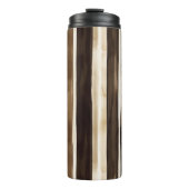 Chocolate Brown Cream Stripes Christmas Thermosbecher (Vorderseite)