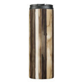 Chocolate Brown Cream Stripes Christmas Thermosbecher (Rückseite)