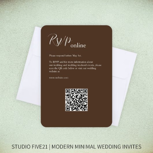 Chocolate Brown ・ Elegante Moderne Hochzeit RSVP Karte
