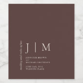 Chocolate Brown Formal Event Party Wedding Weinetikett (Einzelnes Label)