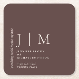 Chocolate Brown Formal Simple Elegant Wedding Rechteckiger Pappuntersetzer