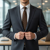 Chocolate Brown & Gold Polka Dot Krawatte