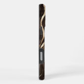 Chocolate Brown Gold Wavy Stripes iPhone Hülle (Rechte Seite)