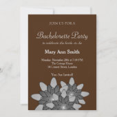 Chocolate Brown Gray Floral Lotus Bachelor Party Einladung (Vorderseite)