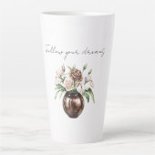 Chocolate Brown Ivory Cream Flowers Milchtasse (Vorderseite)