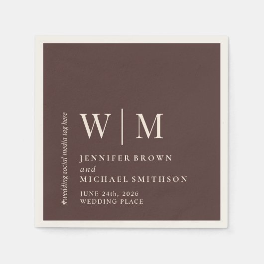 Chocolate Brown & Ivory Formal Event Suite Wedding Serviette (Vorderseite)