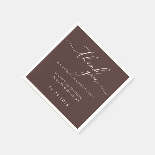 Chocolate Brown Minimalist Decor Wedding Serviette (Ecke)
