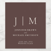 Chocolate Brown Minimalistic Suite Wedding Weinetikett (Einzelnes Label)