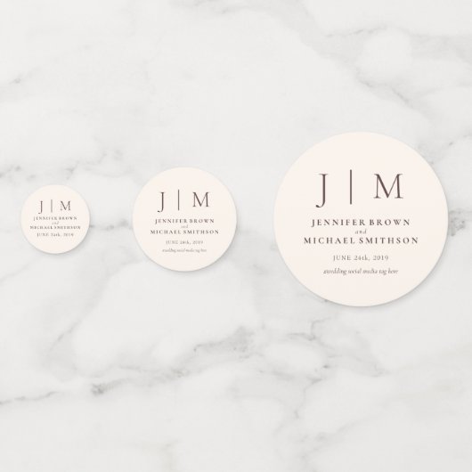 Chocolate Brown Monogram Classic Wedding Konfetti (Rückseiten)