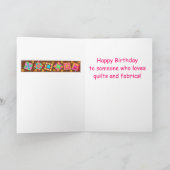 Chocolate Brown Patchwork Quilt Art Happy Birthday Karte (Innenseite)