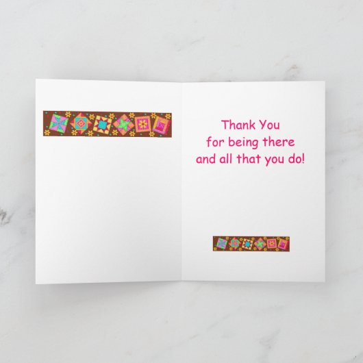 Chocolate Brown Patchwork Quilt Art Vielen Dank Dankeskarte (Innenseite)