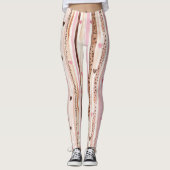 Chocolate Brown Pink Stripes Hearts Leggings (Vorderseite)