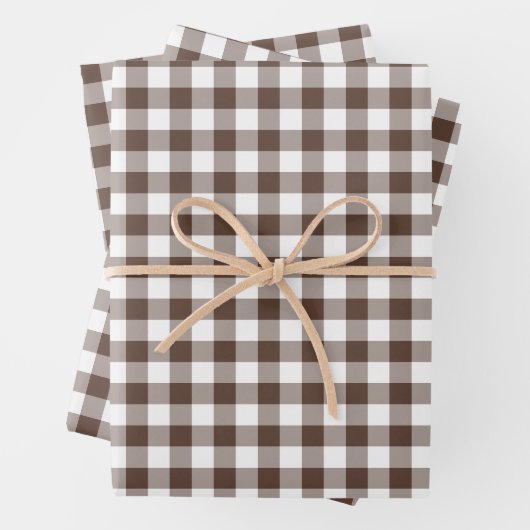 Chocolate Brown Plaid Gingham Geschenkpapier Set (Beispiel)