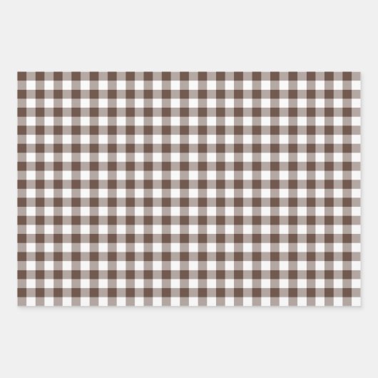 Chocolate Brown Plaid Gingham Geschenkpapier Set (Vorderseite)