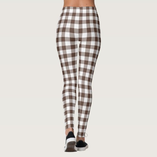 Chocolate Brown Plaid Gingham Leggings (Rückseite)