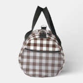 Chocolate Brown Plaid Gingham Personalized Duffle Bag (Rechts)
