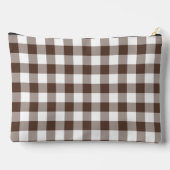 Chocolate Brown Plaid Gingham Personalized Zubehörtasche (Rückseite)