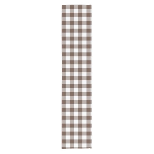 Chocolate Brown Plaid Gingham Table Runner Kurzer Tischläufer (Vorderseite)