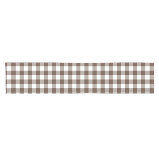 Chocolate Brown Plaid Gingham Table Runner Kurzer Tischläufer (Horizontal)